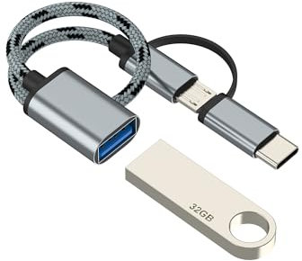 Adattatore USB C Micro USB maschio a OTG 3.0 Female (2 in 1) per connettori Apple Cavo Stick Type C Android Connector per iPad per iPhone 16 15 Pro Max compatibile con Samsung S25 Tablet Camera