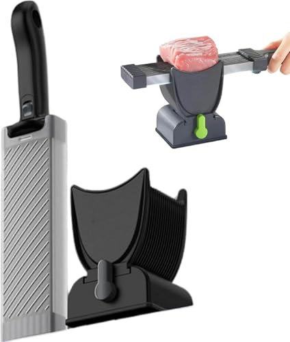 PZCC Trancheuse à Jambon, Trancheuse Manuelle, Trancheus Saucisson, Hachoir à Viande RéGlable, avec Brosse de Nettoyage, Convient pour Couper Du BœUf, de La Poitrine de Poulet et Du Saumon (noir)