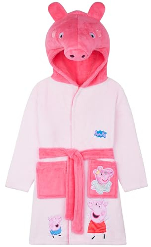 Peppa Wutz 3D Bademantel für Kleinkinder & Mädchen, Weicher Fleece Morgenmantel mit Kapuze, Geschenke für Kinder (4-5 Jahre, Rosa)