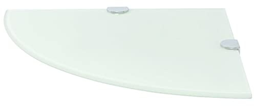 Tomostar Eckregal aus Hartglas, Wandregal für Badezimmer, mit verchromten Halterungen, Glas, Weiß, 35 x 35 cm
