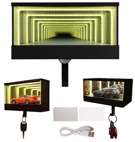 YANGUN Infinity Garage Schlüsselanhänger, USB-Ladefunktion Auto Garage Schlüsselbox Mit LED Licht, Schlüsselhalter mit Bewegungsmelder, Autoschlüssel-Display Dekorativer Geschenke für Autoliebhaber