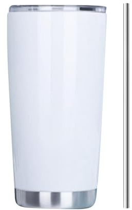 Generisch Gobelet pour sublimation - Gobelet isotherme à double paroi en acier inoxydable de 20 onces avec paille | Gobelet fin, droit et vide avec revêtement par sublimation pour le de