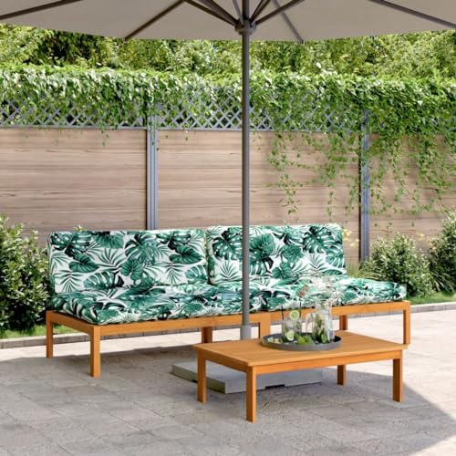 LoogCape Garten-Mittelsofas aus Paletten, 2er-Set, Akazienholz massiv, mit Kissen, modular, wasserabweisend, für Balkon, Terrasse und Hinterhof