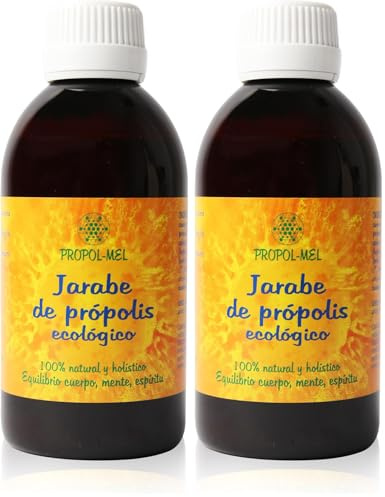 Propol-Mel – Bio-Propolis-Sirup | 250 ml | Natürlicher antiseptischer und entzündungshemmender Wirkstoff | Hustenlöser | Glutenfrei | Schleimlösend | Beruhigt den Hals (Packung mit 2)