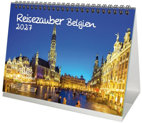 Reisezauber Belgien DIN A5 Tischkalender für 2027 Urlaub Brüssel Tulpen - Seelenzauber