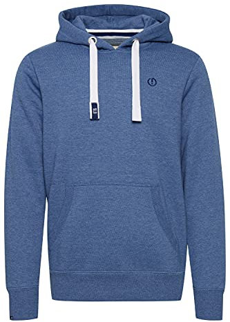 !Solid SDBennHood Herren Kapuzenpullover Hoodie Pullover mit Kapuze Kordelzug Kängurutasche Rippbündchen Label-Details Baumwollmischung Regular fit, Größe:XL, Farbe:Faded Blue Melange (1542M)