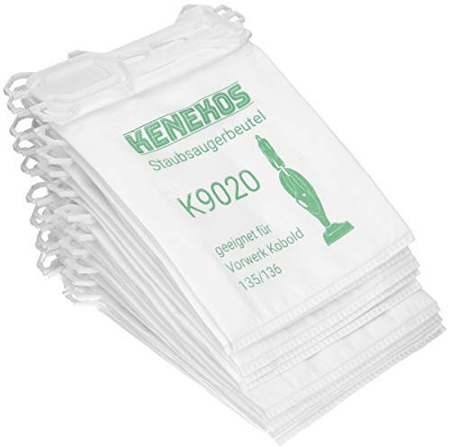 Kenekos - 12 sacchetti per aspirapolvere in tessuto non tessuto, adatta ad aspirapolveri Vorwerk-Folletto 135, 136, 135 SC, VK 135, VK 136