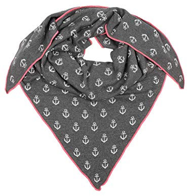 Zwillingsherz Dreieckstuch mit Baumwolle - Hochwertiger Schal mit Anker Print für Damen - XXL Hals-Tuch und Damenschal - Strick-Waren - für Winter Sommer von Cashmere Dreams gra/pin