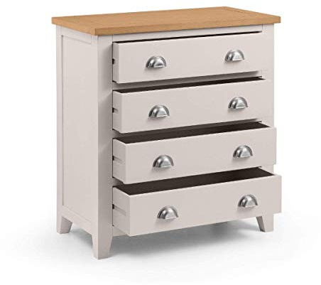 Julian Bowen Richmond Chest of Drawers, 6 Drawer, Grey - H107.5 x W83cm | Traditional Drawer Storage Organiser, 6 Drawers, No Assembly Needed, Dresser for Bedroom, Living Room & Hallway