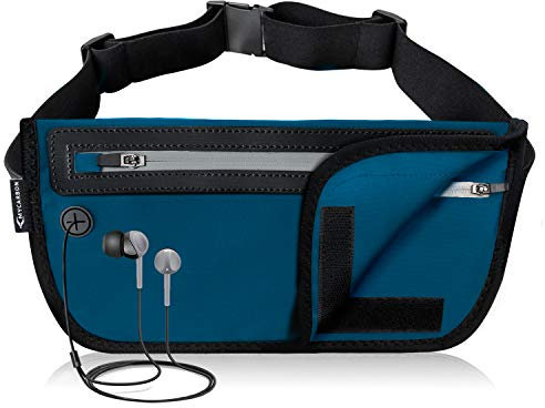 MYCARBON Bauchtasche Flach Reisen Sport Hüfttasche RFID 100% Diebschutz | Klappbar Design | Wasserdicht für 6 Zoll Handhy iPhone 6/ 6s/ 6Plus/ 7 Gürteltasche für Damen Herren