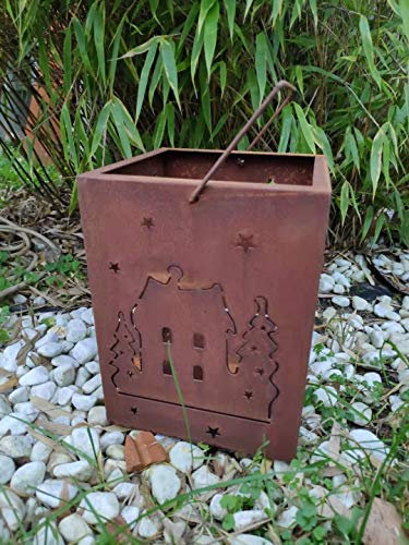 Zen Man Edelrost Windlicht Kerzenhalter Garten Laterne aus Metall Garten Weihnachten Gartendeko 032057 12 * 12 * 16cm Handarbeit
