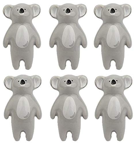 FBSHOP(TM) Keramik Knöpfe, 6 Stück Keramik Tier Knöpfe Cartoon Tier Möbelknöpfe Möbelknäufe Türgriff-Sets Keramik Möbelknopf Möbelgriff Schrankgriffe,Koala