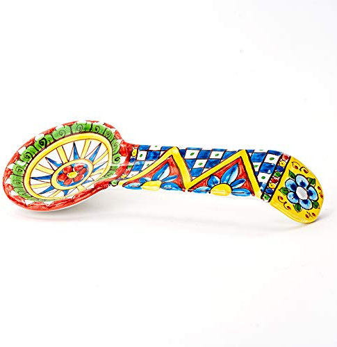 Spoon Rest Sicilian Style Ceramic Caltagirone Spoon Holder Handmade