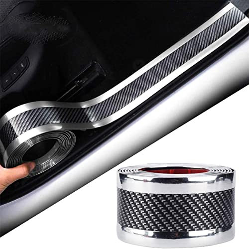 Autocollant De Seuil De Porte De Voiture Fibre de Carbone Scuff Scratch Résistant,Protecteur Anti-Choc Bande en Caoutchouc,avec Résistance à l'abrasion,Aux Rayures Et Forte Adhésion(2,5M * 5CM)