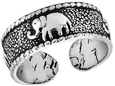 Zehenring aus 925er Sterlingsilber mit drei fröhlichen Elefanten