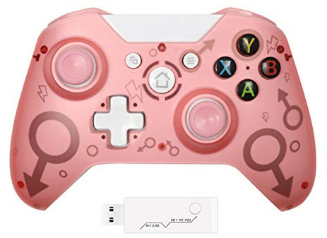 JINQII Manette sans fil Xbox One avec adaptateur sans fil 2,4 GHz, 8 heures de jeu compatible avec Xbox One/One S/One X/PS3/PC