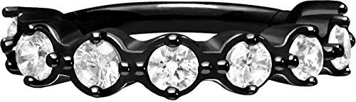 PIERCINGLINE Chirurgenstahl Segmentring Clicker EINGEFASSTE KRISTALLE Piercing Ohr Helix Tragus Conch Lippe Septum Ring Schwarz 12 mm