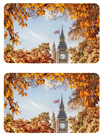 Mnsruu Kühlschrankmagnete Big Ben London Herbstwald Landschaft 2 Stück Dekorative Kühlschrank Whiteboard Küche Büro Magnete