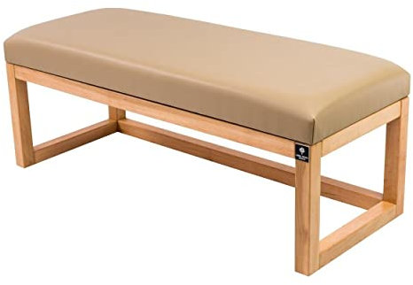 EMRA WOOD LPG-2 Holz Sitzbank Polsterbank Breite 60cm Gestell Massivholz Erle Natur Sitzbezug Kunstleder Beige Florenz2523
