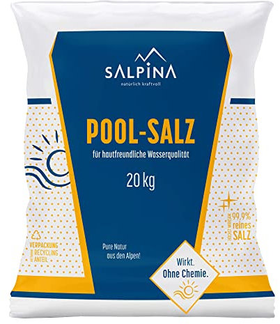 2 x SALPINA Poolsalz 20kg (40kg) ohne Trennmittel im Sack für Salzwasser-Pool & Schwimmbad I hochreines Siedesalz (99,9% NaCl) I schnell löslich, geeignet für Salz-Elektrolyseanalgen/Chlorinatoren