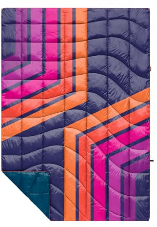 Rumpl The NanoLoft Puffy Blanket | Indoor Outdoor Camping Blanket for Traveling, Picnics, Beach Trips, Concerts | 132.1 cm x 190.5 cm | Retro Nights, 1 Person