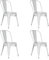 hjh OFFICE 645065 4er Set Bistro Stuhl VANTAGGIO Comfort Metallstuhl im Industry-Design, stapelbar, Weiß