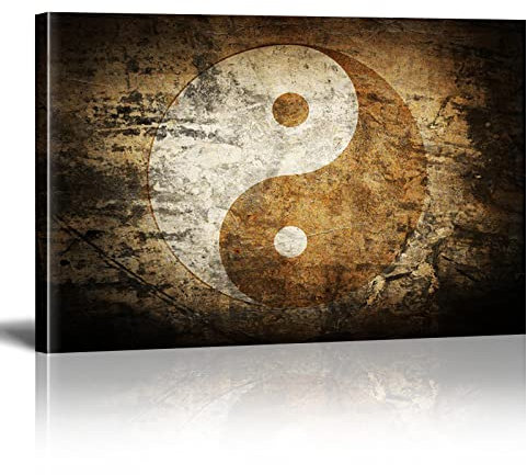 KADING Modernes Yin-Yang-Symbol-Poster, Leinwanddruck, Zen-Stil, Wandkunst, Bilder für Wohnzimmer, Heimbüro, Dekoration, 95 x 130 cm (37 x 51 Zoll) mit Rahmen