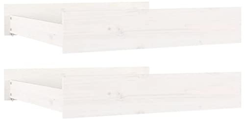 vidaXL 2x Solid Wood Pine Bed Drawers Bedroom Furniture Accessory Wooden Under Bed Box Storage Unit Storage Drawer Container Organiser White