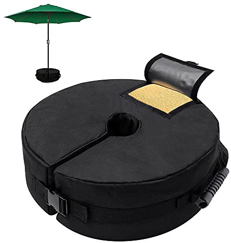 Caffney Patio Umbrella Base Weight Bag 18 Round Patio Umbrella Base Weights with Side Slot Opening Detachable Beach Tent Base Sandbags for Outdoor Beach Garden