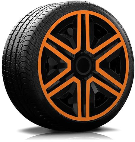 RADKAPPEN-KÖNIG 16 Zoll RKK20 Schwarz-Orange Radkappen Radzierblenden 4 Stück