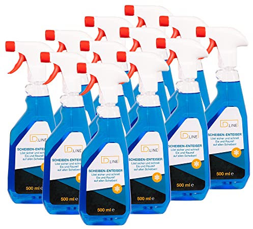 D.LINE Scheibenenteiser 12x 0,5 Liter Flasche, sekundenschnelles enteisen von Scheiben einfach ohne kratzen,klare Sicht mit klarer Sache (12)
