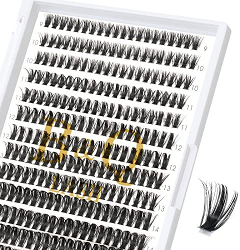 Cluster Lashes 50D-0.07D-9-15MIX B&Q LASH Individual Lashes 280 Clusters False Eyelash 40D 50D Lash Clusters Extensions Individual Lashes Cluster DIY Eyelash Extensions at Home (50D-0.07D,9-16MIX)