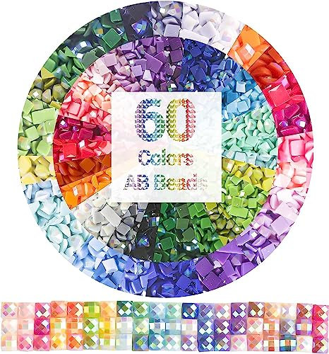 60 Farben AB Diamond Painting Eckige Steine, Diamond Painting Zubehör für 5D Diamant Painting, Diamant-Malerei Zubehör Diamanten für Diamond Painting Erwachsene, 12.000 Stück Diamond Painting Steine
