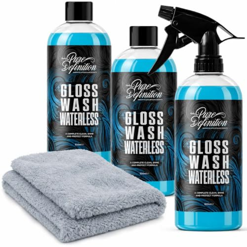Waterless Wash Kit, Car Spray Carnauba Wax, Great For Showroom Care and Cleaning Paintwork - Pure Definition (3 x 500ml)