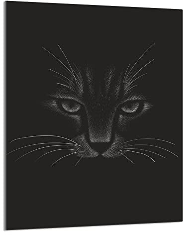DarHaus Herdabdeckplatte einteilig 40x52 cm Ceranfeld Abdeckung Glas Spritzschutz Abdeckplatte Glasplatte Herd Ceranfeldabdeckung Deko, Katze Schwarz