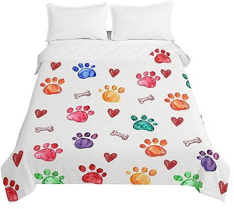 Odot Colcha Bouti de Verano, 3D Perros Estampado Suave Microfibra Multiusos Cubrecama Lavable Acolchada Edredón Manta para Cama de Infantil Individual Matrimonio (100x150cm,Lindo6)