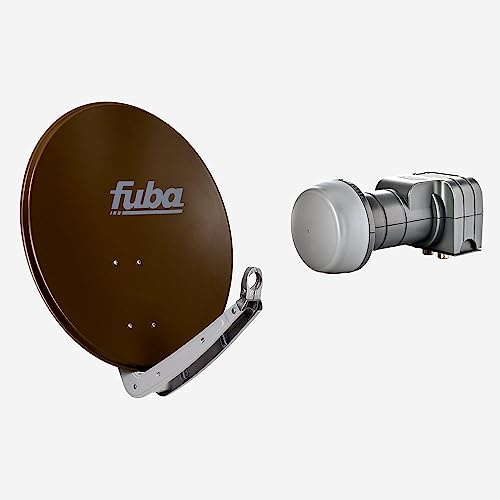 Fuba Sat Anlage 2 Teilnehmer | Satellitenschüssel Komplettset - DAA 650 B Sat-Schüssel 60x65cm Alu braun + Fuba DEK 217 Twin LNB 2 Teilnehmer (DVB-S2, HDTV, UHD 4K/8K, 3D) mit LTE-Störfilter