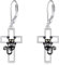 POPLYKE Schwarze Katze Ohrringe Sterling Silber Schwarze Katze Hängend Ohrringe LeverBack Ohrring Schmuck Weihnachts Geschenke für Frauen(Kreuz)