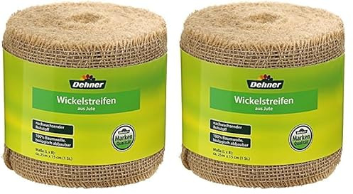 Dehner Jute-Wickelstreifen, ca. 25 m x 15 cm, Baumwolle, beige (Packung mit 2)