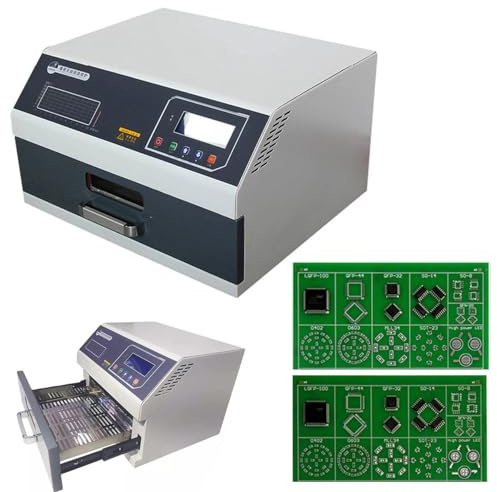 CHHMAELOVE Small Reflow Soldering Oven with Powerful 3D Hot Air Circulation + Infrared Heating - Drawer-Type Reflow Oven, English Operating System, 350 * 300 mm Welding Area, with 500g Solder Paste