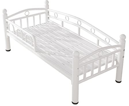 ALEjon Widened Spliced Wrought Iron Children's Bed with Guardrail - Stylish Single Bed for Kids and Adults - Ideal for Baby and Children - Size: 150x70x40cm