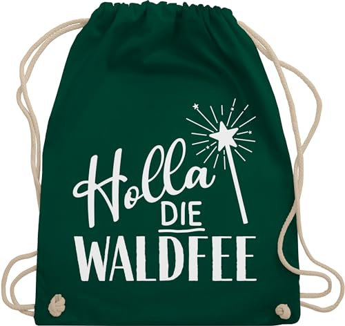 Shirtracer Turnbeutel Rucksack - Karneval & Fasching - Taschen - Holla die Waldfee | Waldfee Kostüm - Unisize - Dunkelgrün - faschingstaschen faschingsmotiv feen beutel wurftasche fasnet waldfee