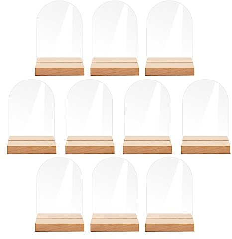 Glanhbnol 10 Stück Acrylschilder Mit Holzständer, Blanko Blatthalter Für Hochzeit, Tischnummernhalter, Tischständer, Schilder, Dekor, Acryl Tischschildhalter