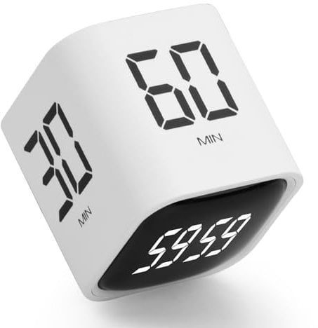 Shengxi Digital Cube Timer, Schwerkraftsensor Flip Timer Pomodoro Timer mit Stummen Vibrations Tonalarmen, Led-Display Timer mit Positive Timing und Countdown Zeitmanagement-Werkzeug für Studium Sport