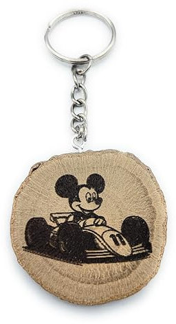Promotech - Zauberhafter Majic Mouse Spielchen Schlüsselanhänger - Handgefertigt und lasergraviert aus naturbelassenem Holz (Formula-1 Mickey)
