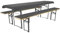 Brandsseller Auflagenset für Bierzeltgarnituren 3-teilig 2 Bankauflagen gepolstert 220x25 cm und 1 Tischdecke 240x70 cm für alle gängigen Festzeltgarnituren Bierbankauflagen Outdoor - Dunkelgrau