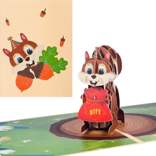 Pop-up Geburtstagskarte,3D Eichhörnchen-Karte