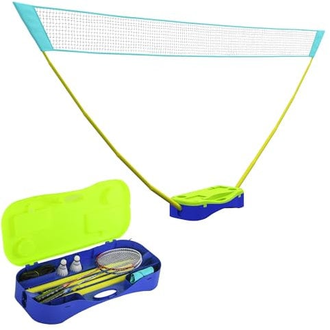SPORTNOW 4m Badminton Set with Volleyball, Portable Badminton Net with Two Rackets, Two Shuttlecocks, Carry Case, for Indoor, Outdoor Sports