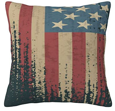 Dekokissen Flagge Der Usa Kissenbezug Retro Zierkissen Home Deko Kissenhülle Für Zuhause, Cafe, Frühling, 45X45Cm