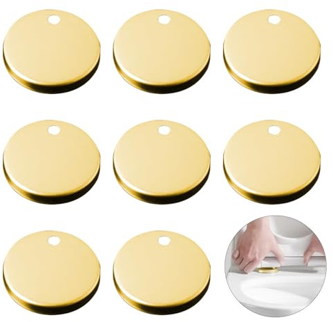 Neikafan 8 PCS Toilet Seat Hinges Cover 60mm Toilet Seats Hinges Fixings Covers Stainless Steel Universal Quick Release Toilet Seat Fixings,Gold,for WC Toilet Blind Holes